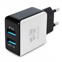 Сетевое зарядное устройство Drobak Power Dual 220V-USB (White/Black)